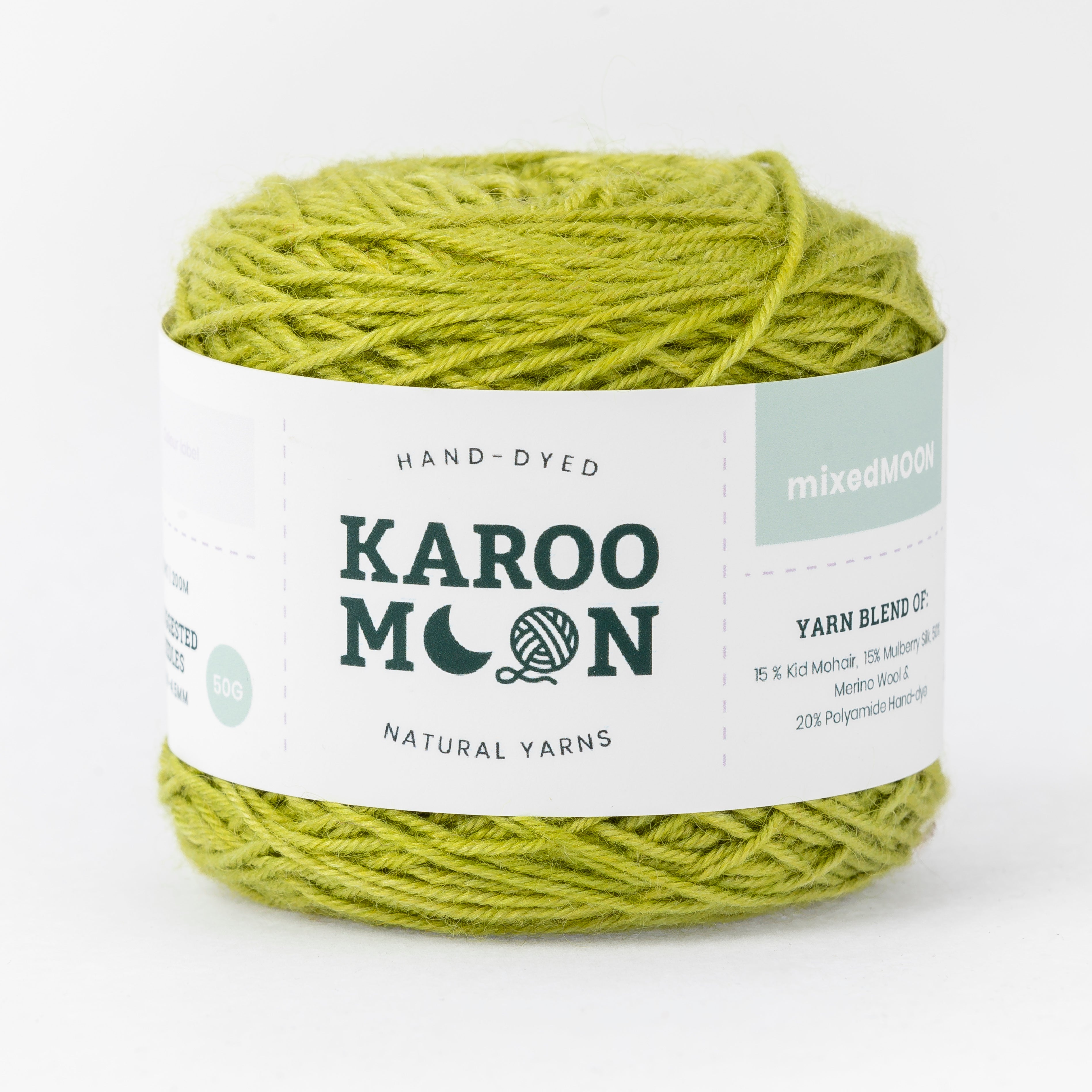 Stylish Lime green mixed moon wool blend yarn ball band