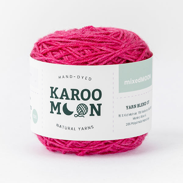 wool blend bright pink colour ball of yarn ball band