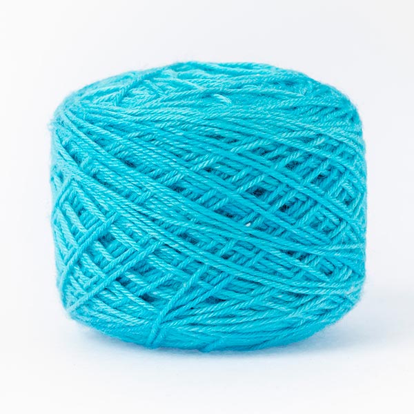 wool blend bright blue ball of yarn